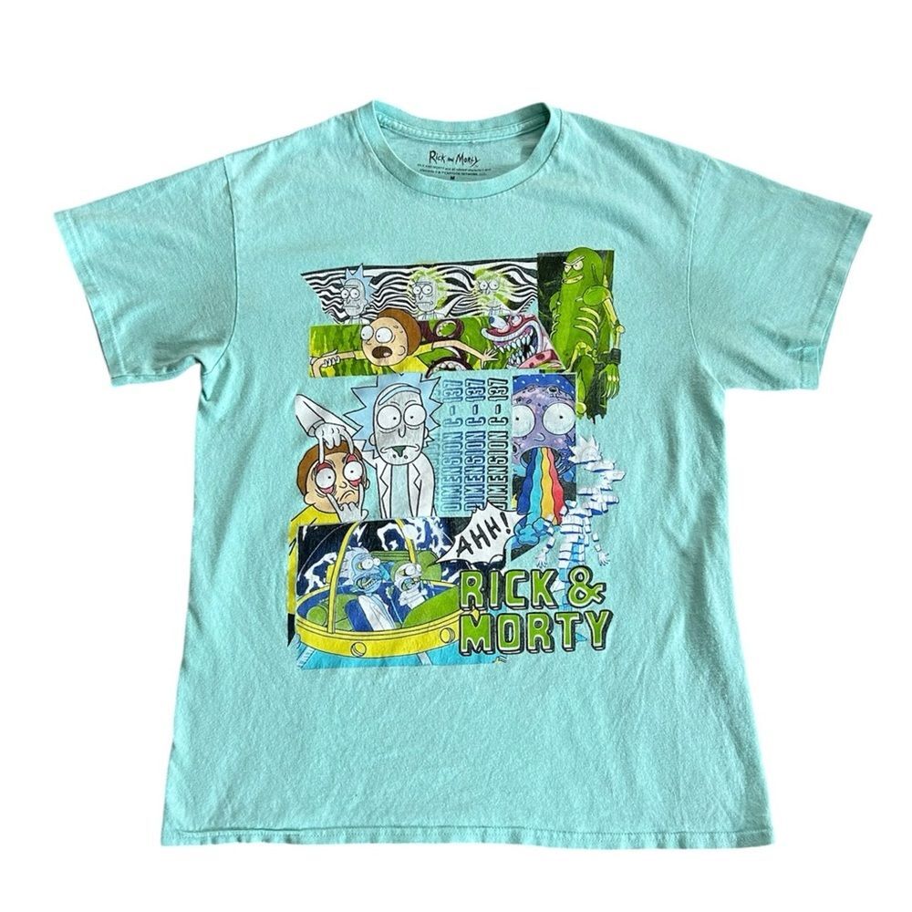 Rick & Morty Adult Mint Green T-Shirt size Medium